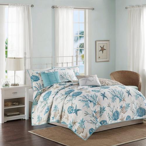 Pebble Beach Cotton Sateen Quilt Set with Throw