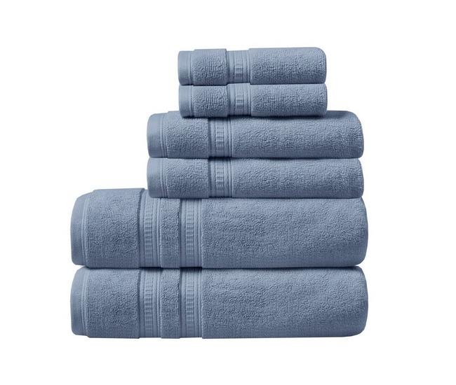 Adrien Super Soft 6 Piece Cotton Towel Set Silver