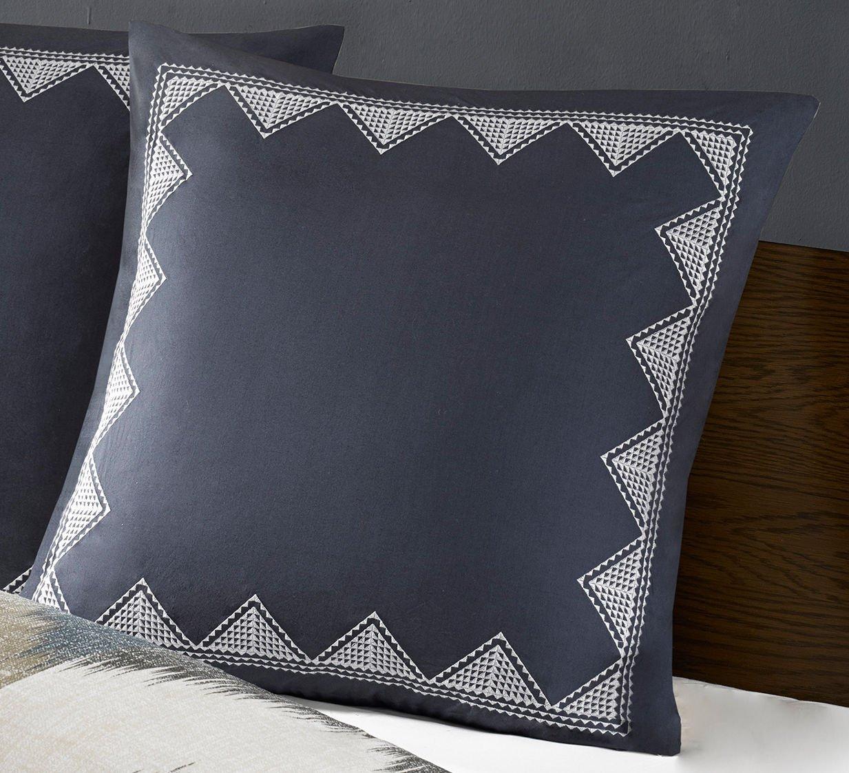 Ink & Ivy Isla Cotton Navy Embroidered Euro Sham