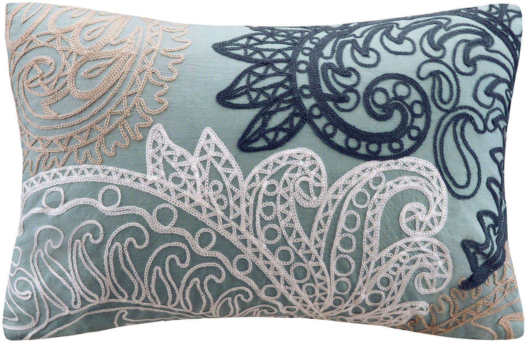 12x18 Kiran Blue Embroidered Decorative Pillow