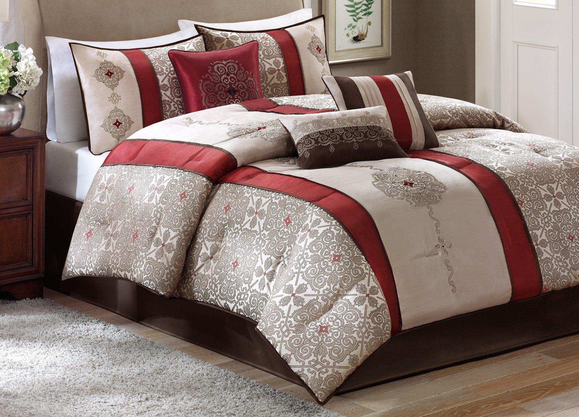 Riverbrook Home Bellagio 7-pc. Jacquard Midweight Comforter Set 83261,  Color: Red - JCPenney