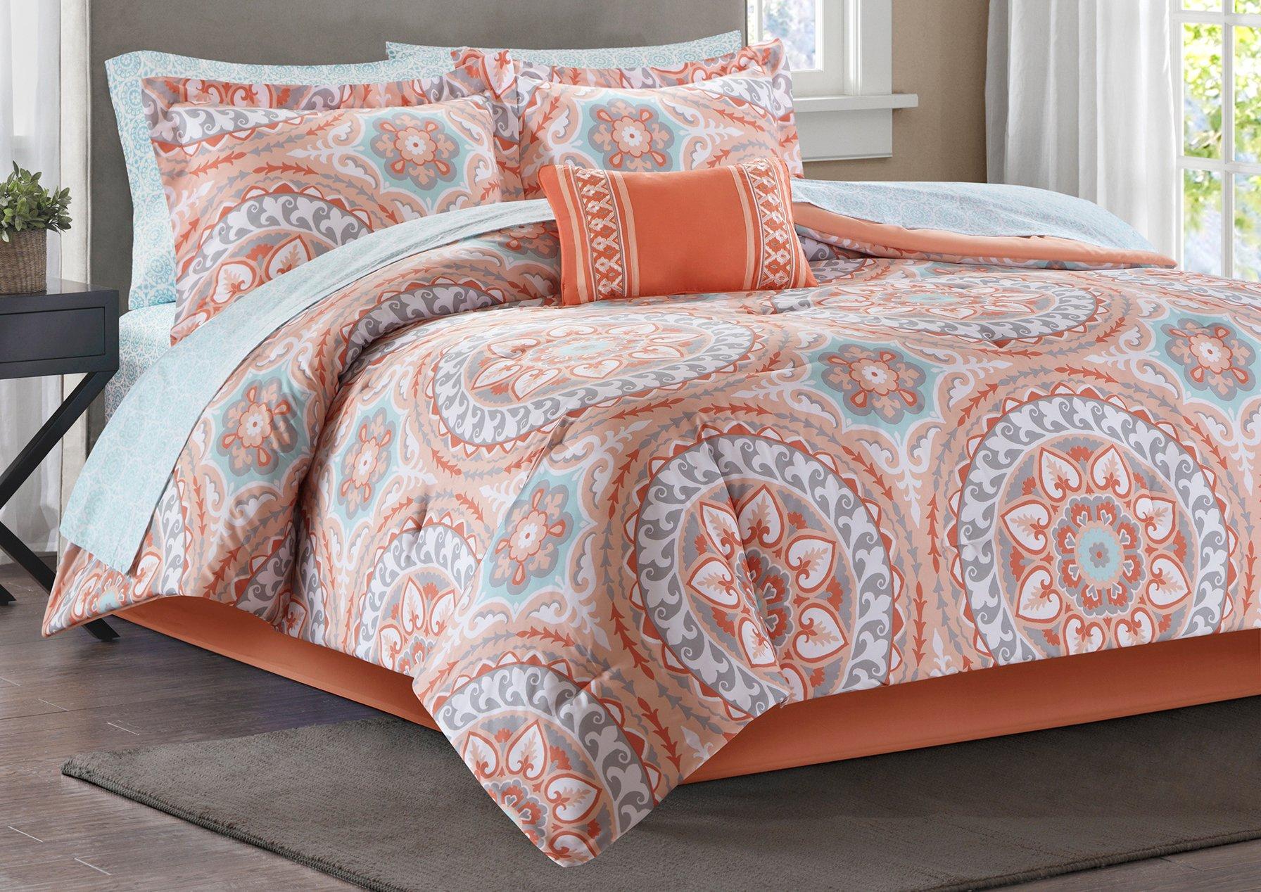 Madison Park Serenity Coral Comforter & Sheet Set