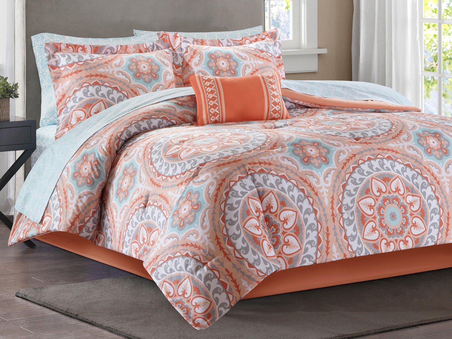 Madison Park Serenity Coral Comforter & Sheet Set