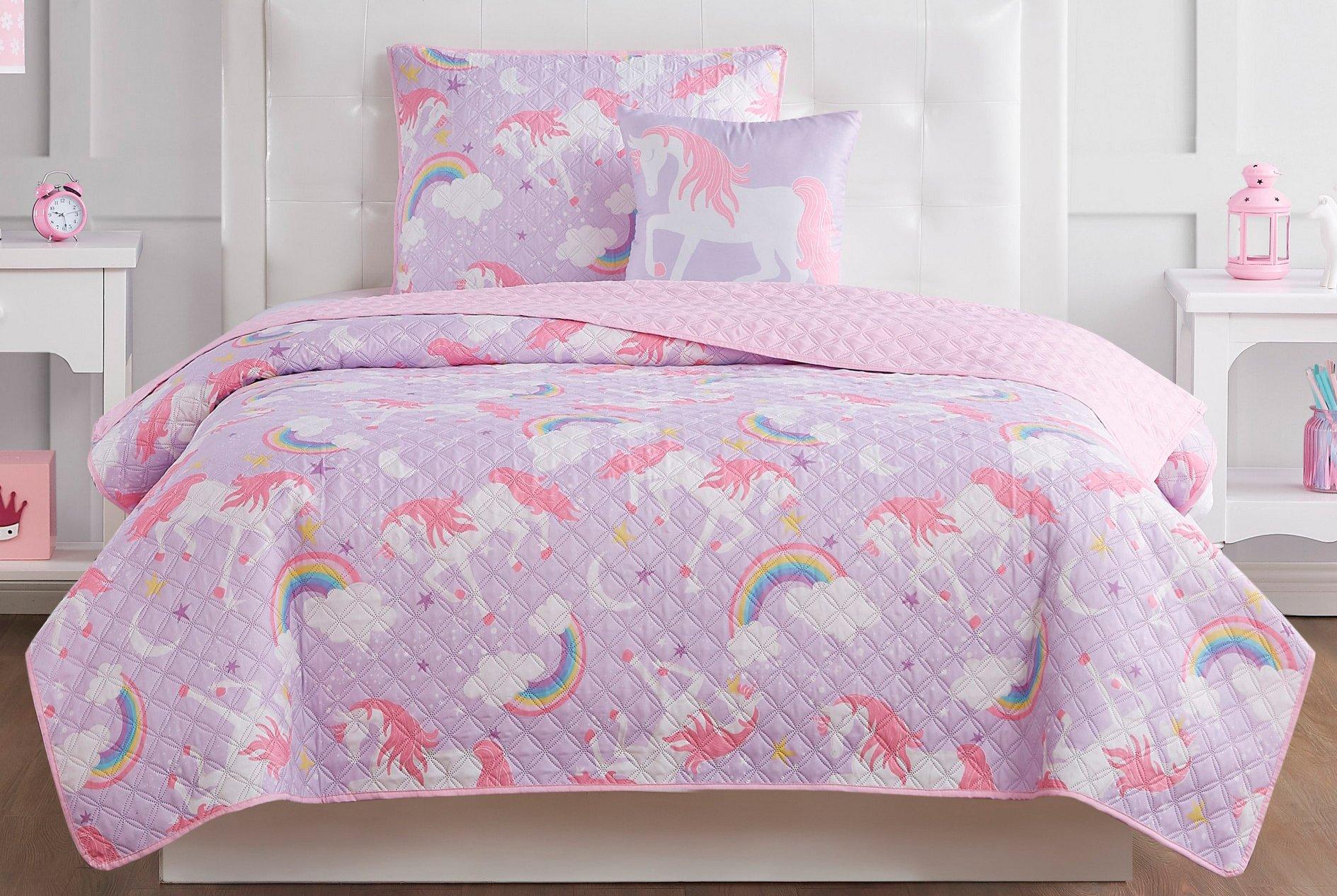 My World Kids Rainbow Unicorn Quilt Set