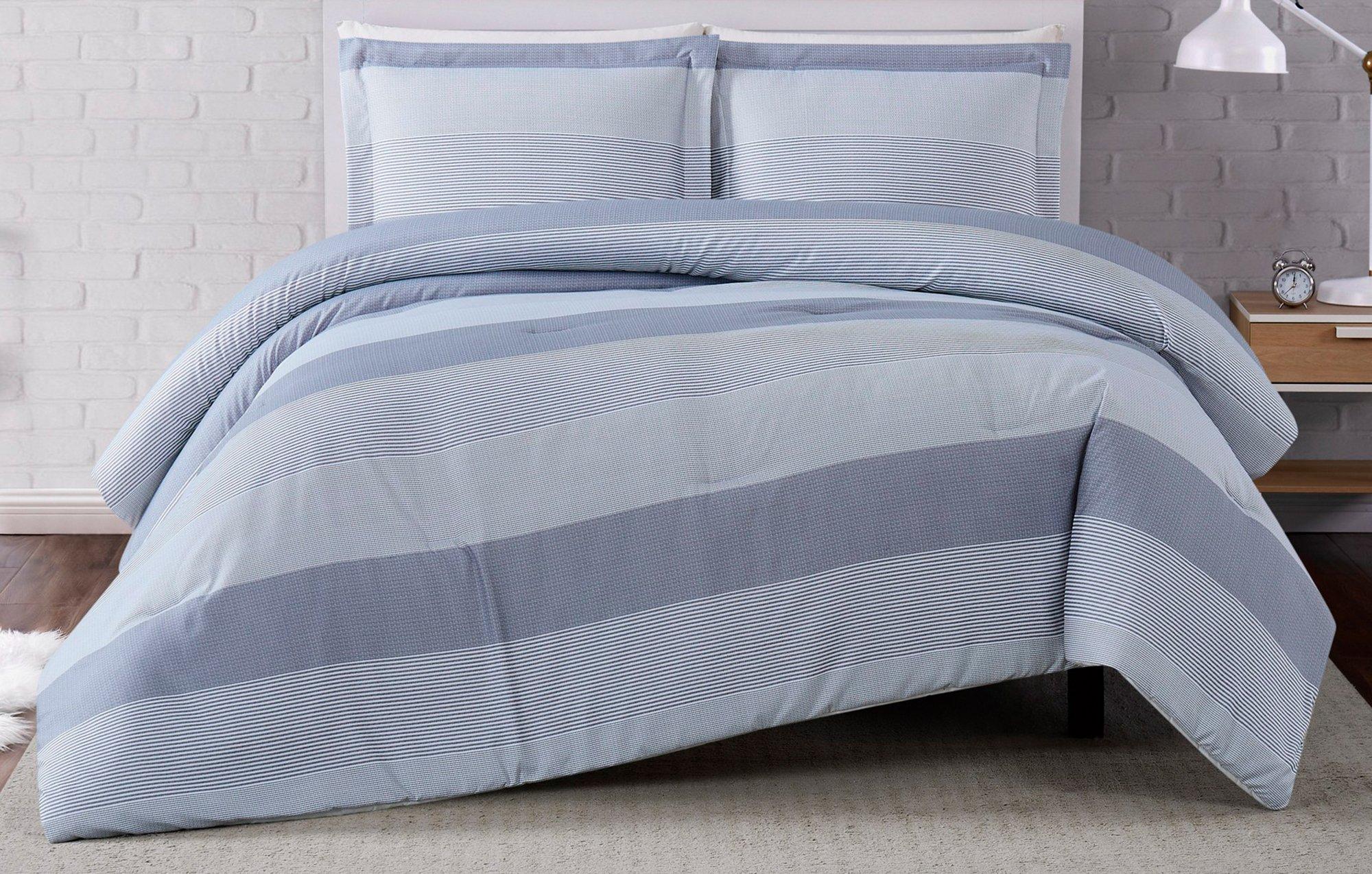 Photos - Bed Linen Truly Soft Grey Multi Stripe Duvet Cover Set