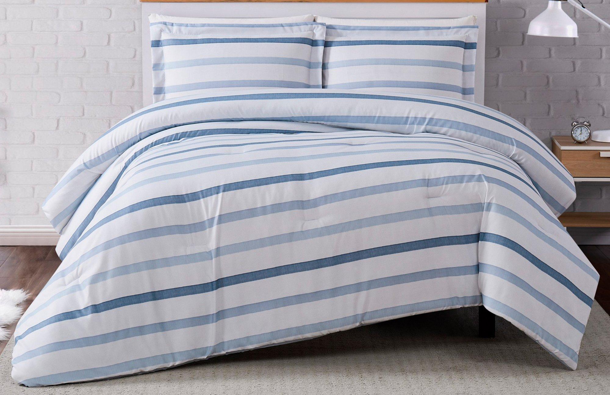 Photos - Bed Linen Truly Soft Waffle Stripe Duvet Cover Set