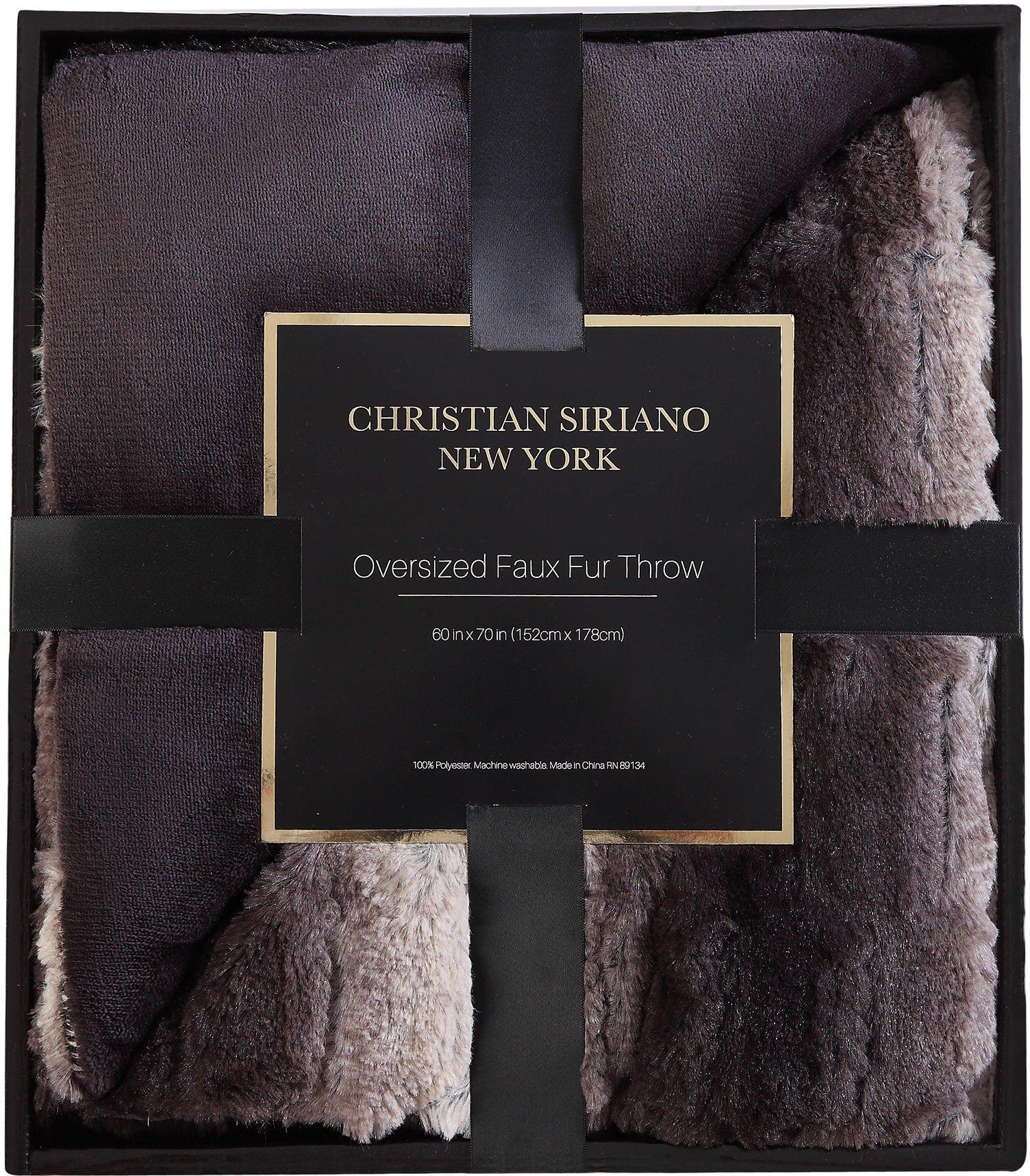 Christian Siriano NY Ombre Black Faux Fur Throw