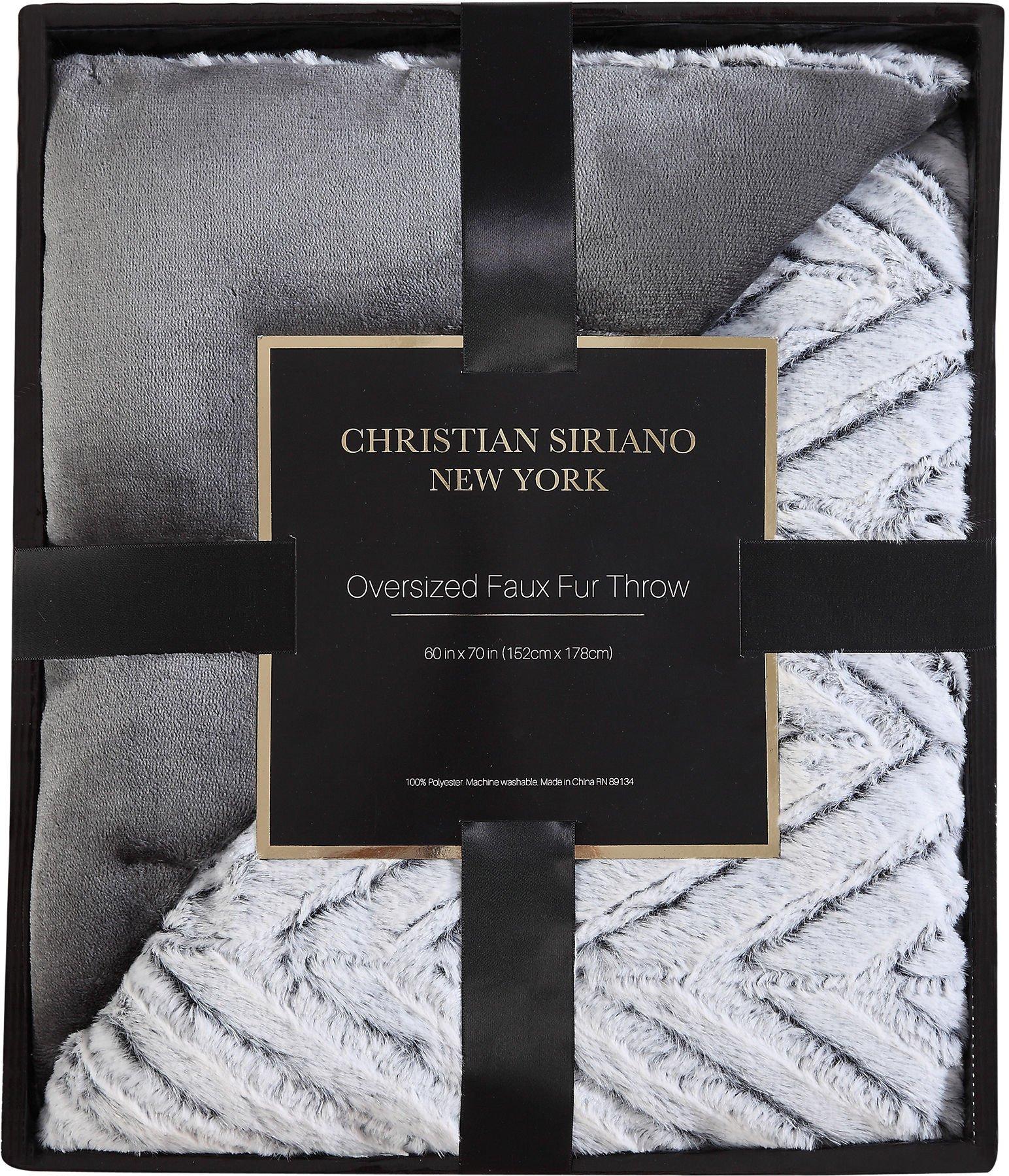 Photos - Other interior and decor Christian Siriano NY Chevron Grey Faux Fur Throw