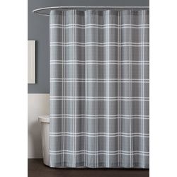 Truly Soft Leon Plaid Grey Shower Curtain