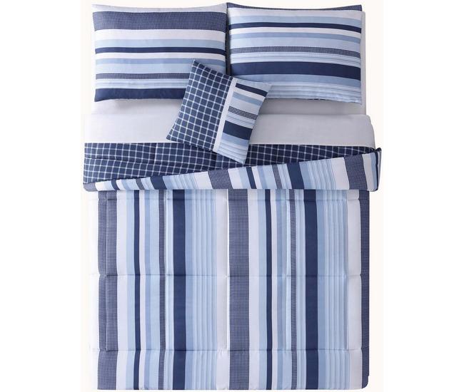 Sutton Blue Striped King Size Comforter Set - Fun Nautical Style