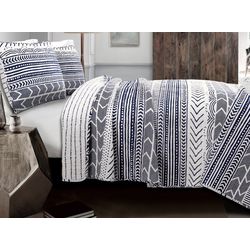 Triangle Home Fashions Hygee Geo Navy/White Quilt Set
