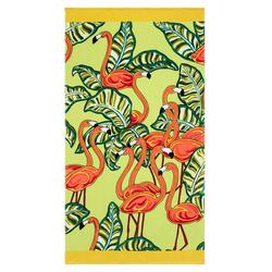 Flamingo & Leaves Beach Towel