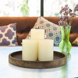 Stonebriar Rustic Wood Candle Holder Tray