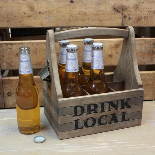 Stonebriar Drink Local Wooden Drink Caddy with Handle