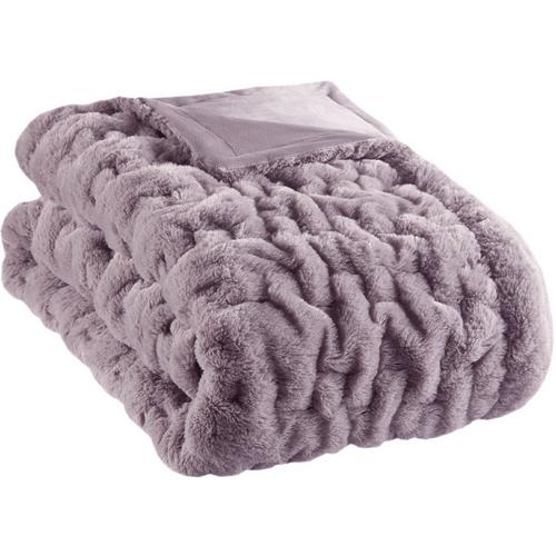 Madison Park Ruched Fur Throw Blanket