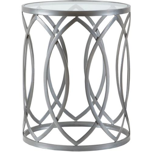 Madison Park Gaige Silver Metal Eyelet Accent Table