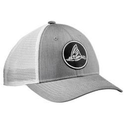 Mens Heather Gray Tailing Red Trucker Hat