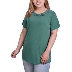 NY Collection Plus Embellished Neckline Top