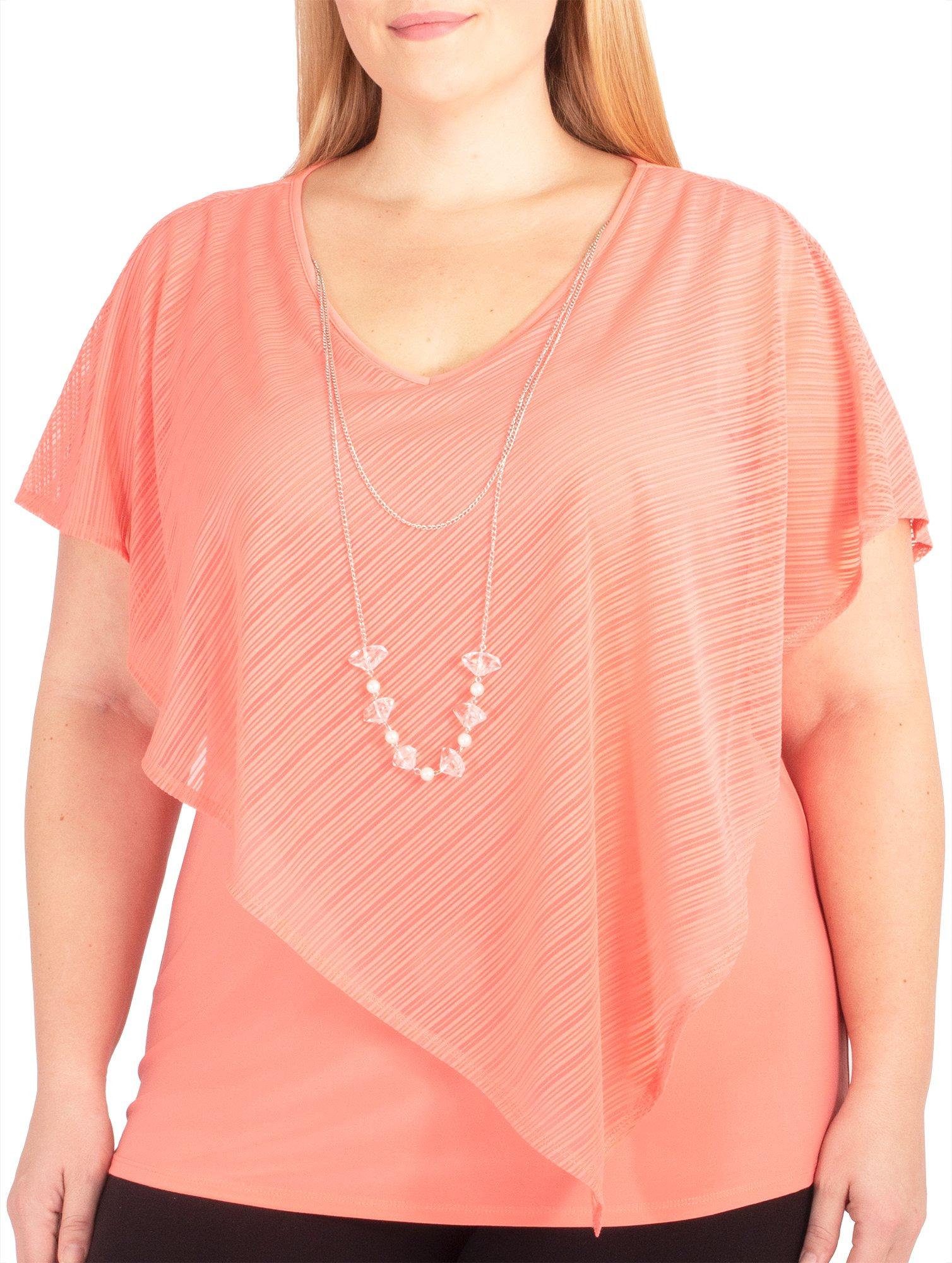 NY Collection Plus Mx Combo Burnout Poncho Top