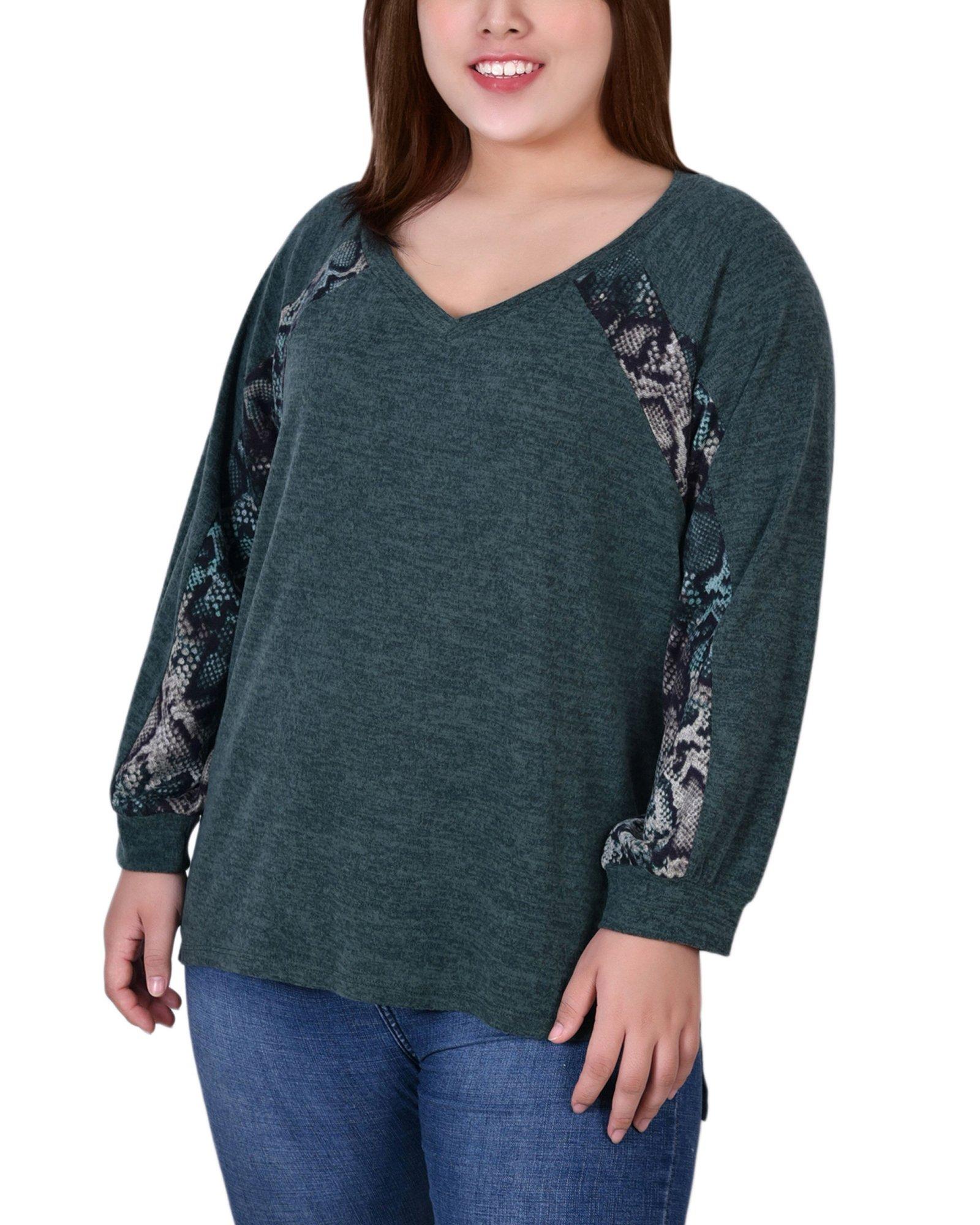 NY Collection Plus Long Sleeve Combo Top