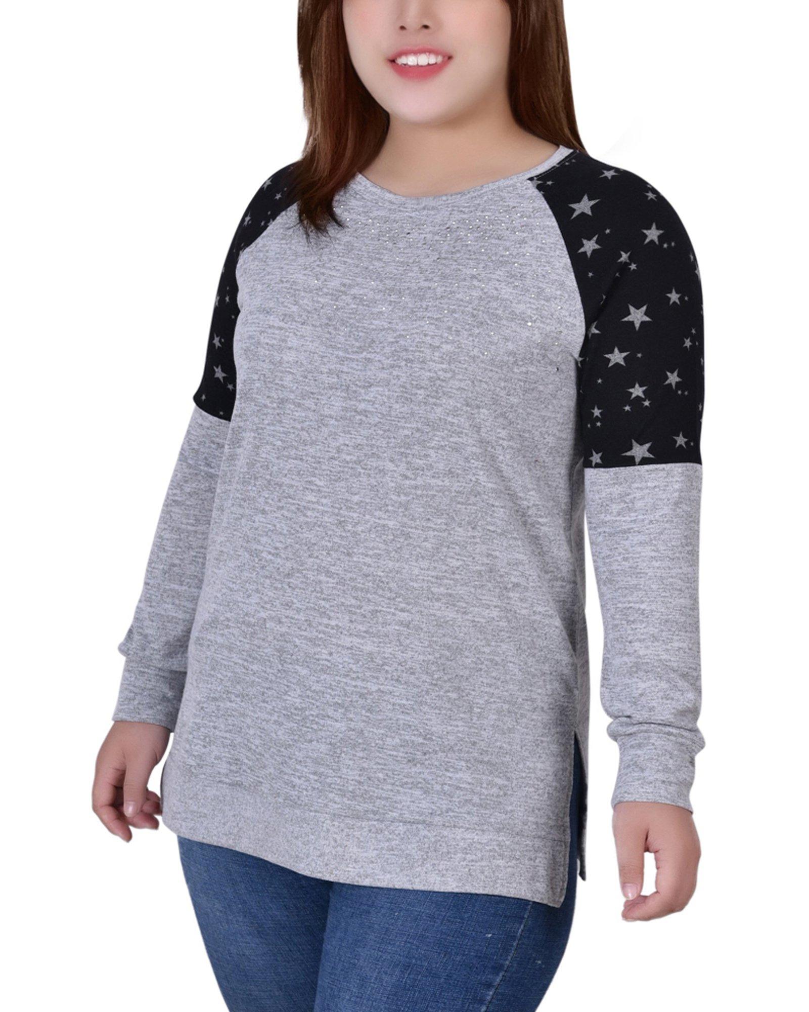 NY Collection Plus Long Sleeve Knit Top