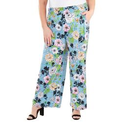 Plus Floral Smocked Waistband Pants
