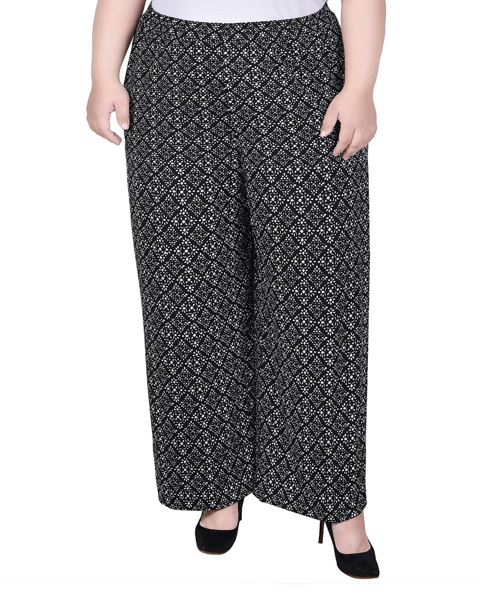 NY Collection Plus Size Wide Leg Pull On Pant