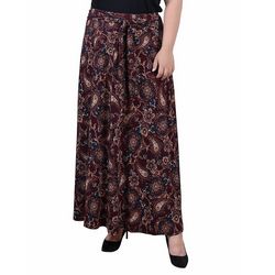 NY Collection Plus Size Maxi Skirt With Sash Waist Tie