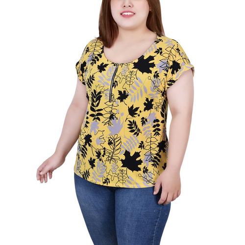 NY Collection Plus Size Short Extended Sleeve Zip
