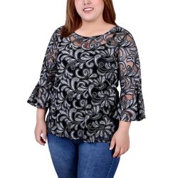 NY Collection Plus Size 3/4 Sleeve Matching Camisole Blouse