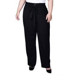 NY Collection Womens Belted Full Length Pants