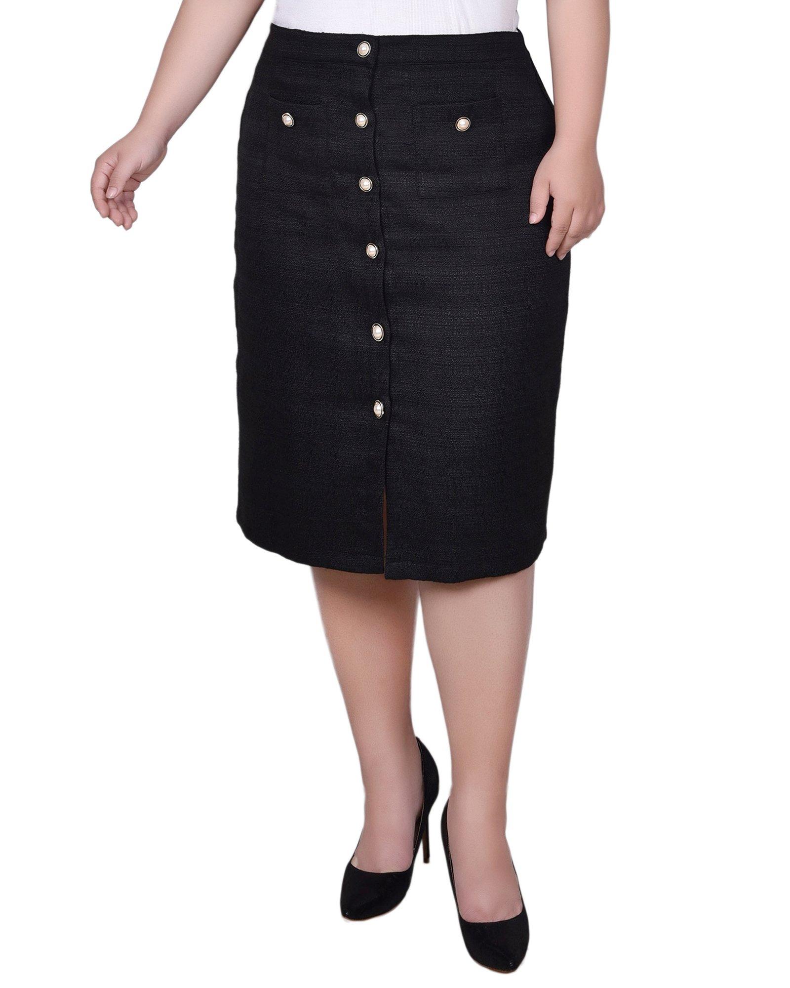 NY Collection Womens Slim Tweed Double Knit Skirt