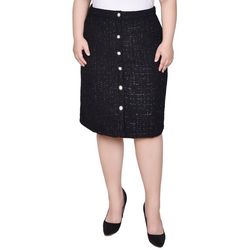 NY Collection Womens Knee Length Slim Tweed Knit Skirt