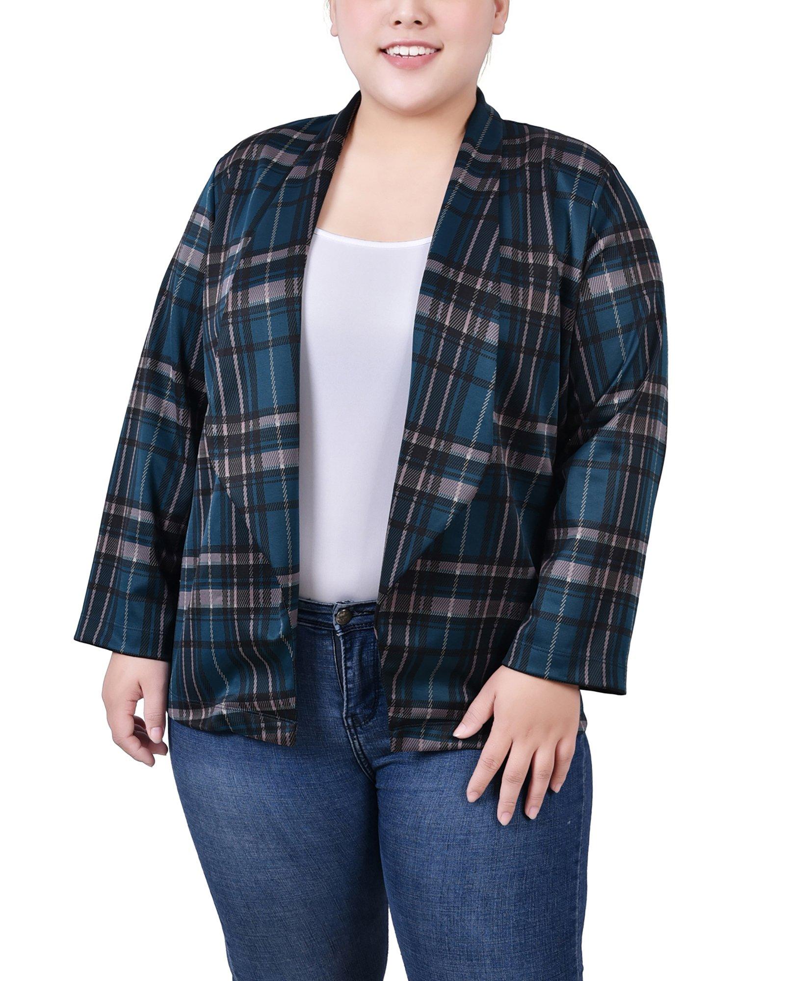 NY Collection Womens Plus Size 3/4 Sleeve Ponte Jacket