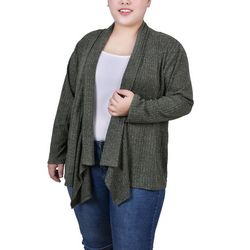 NY Collection Womens Plus Size Long Sleeve Ribbed Cardigan