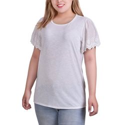 NY Collection Plus Eyelet Sleeve Top
