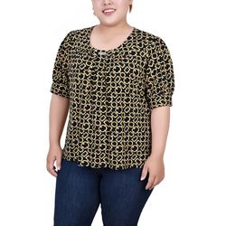 NY Collection Plus Short Balloon Sleeve Top With Hardware