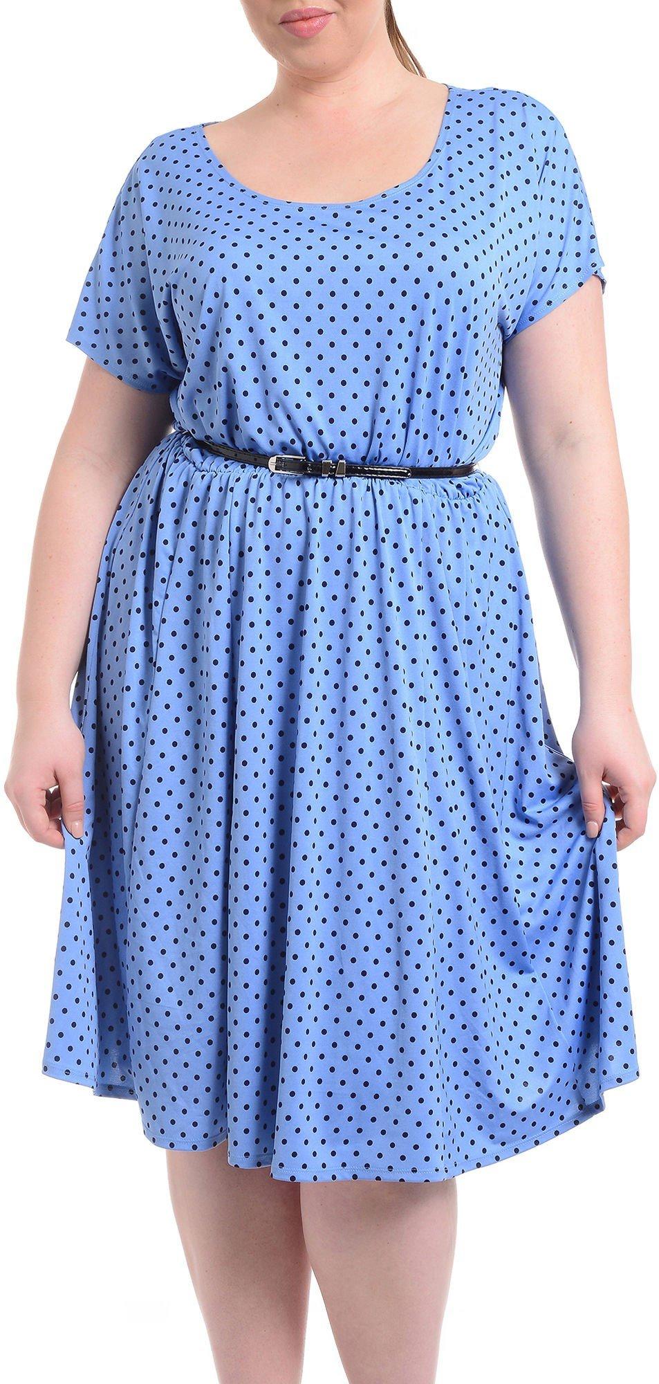 Plus Belted Polka Dot A-Line Dress