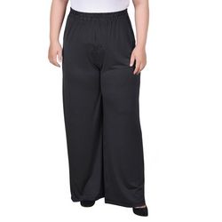 NY Collection Womens Plus Size Wide Leg Pull On Pant