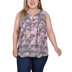 NY Collection Womens Plus Size Sleeveless Pintucked Blouse
