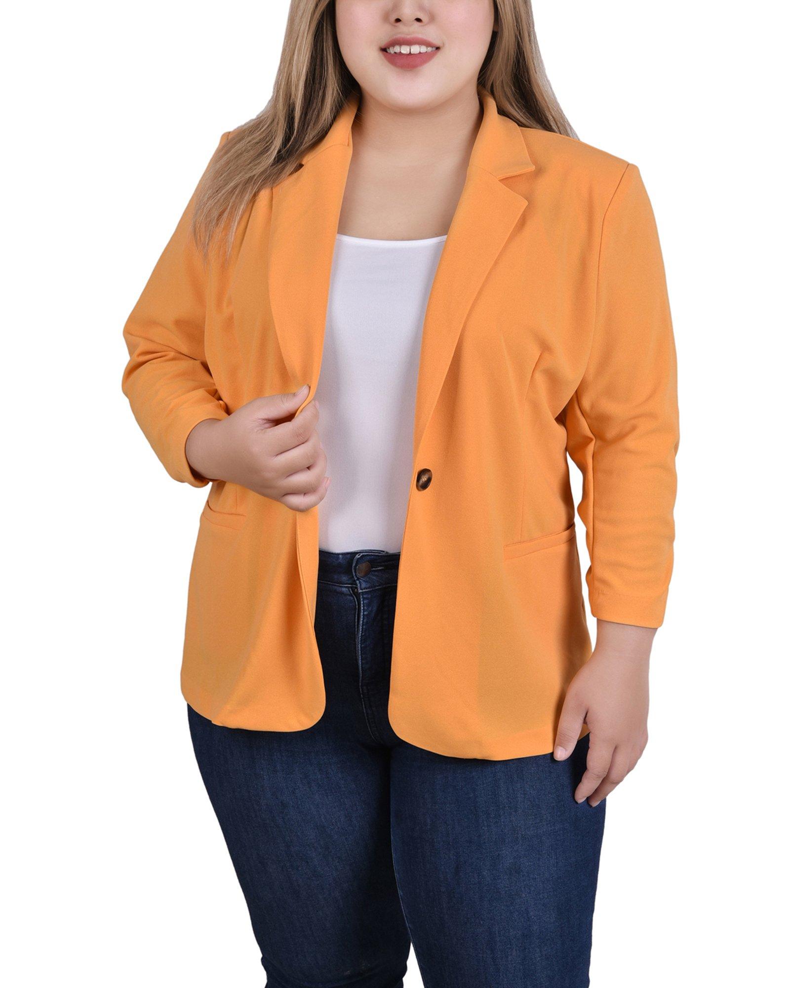 Womens Plus Size 3/4 Sleeve Scuba Crepe Jacket