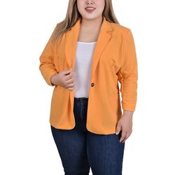 Womens Plus Size 3/4 Sleeve Scuba Crepe Jacket