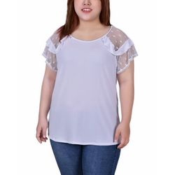 NY Collection Plus Short Dot Sleeve Top