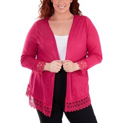 NY Collection Plus Lace Trim Cardigan
