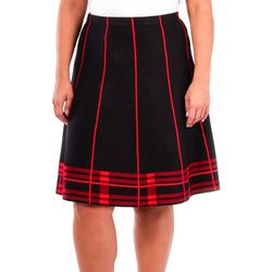 NY Collection Plus Plaid Flare Sweater Skirt