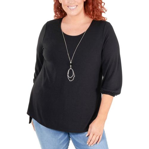 NY Collection Plus Solid Hi-Low Necklace Top