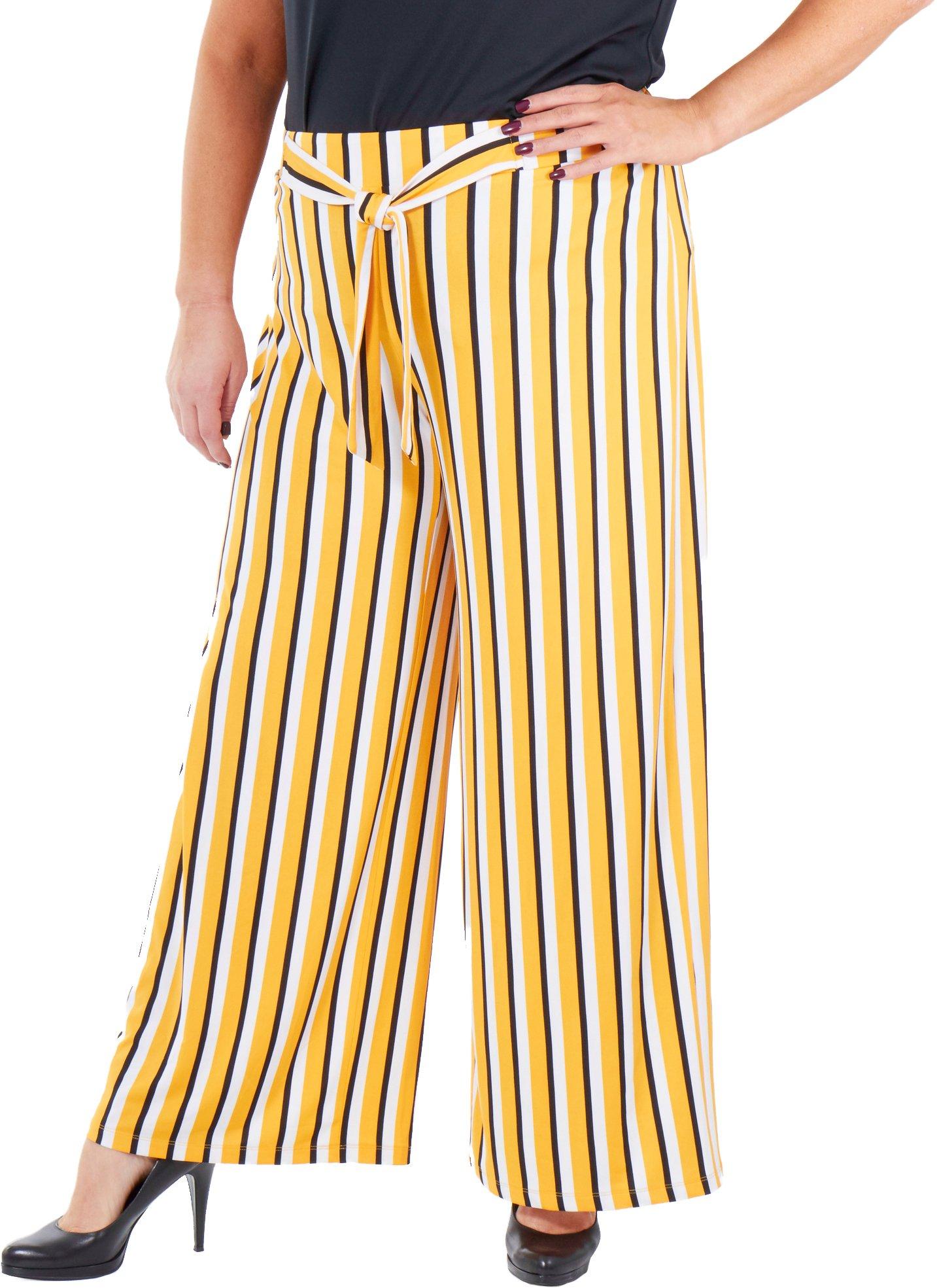 NY Collection Plus Striped Tie Front Pants
