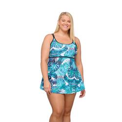 Plus Captiva Cove Turquoise Palm Swim Dress