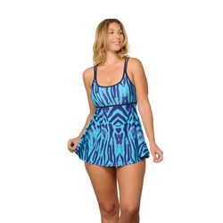 Noon Swim Womens Captiva Cove Tiger Print Swim Dress