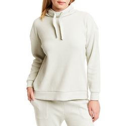 Womens Waffle Knit Cowl Neck Long Sleeve Pullover